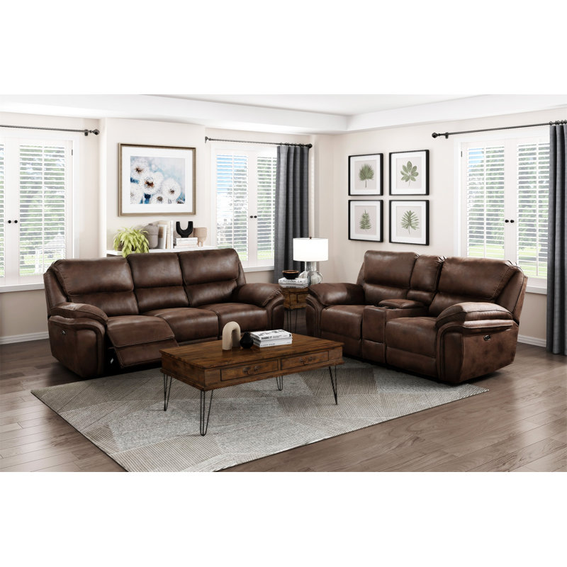 Ensemble de canapé de salon moelleux 2pc, Brun