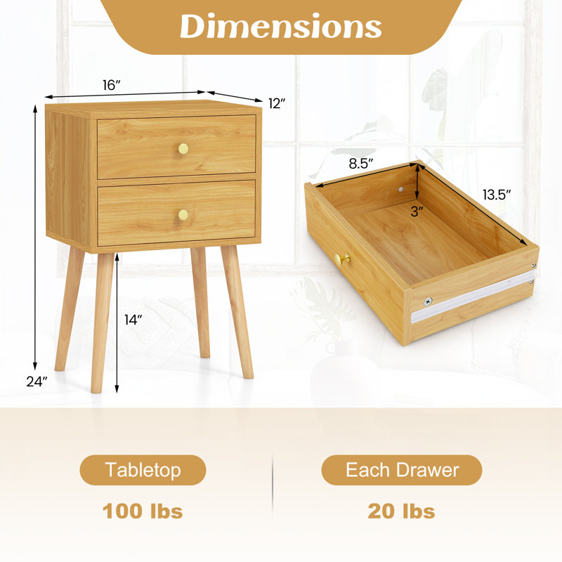 Table de bout avec 2 tiroirs George Oliver, Ensemble de 2