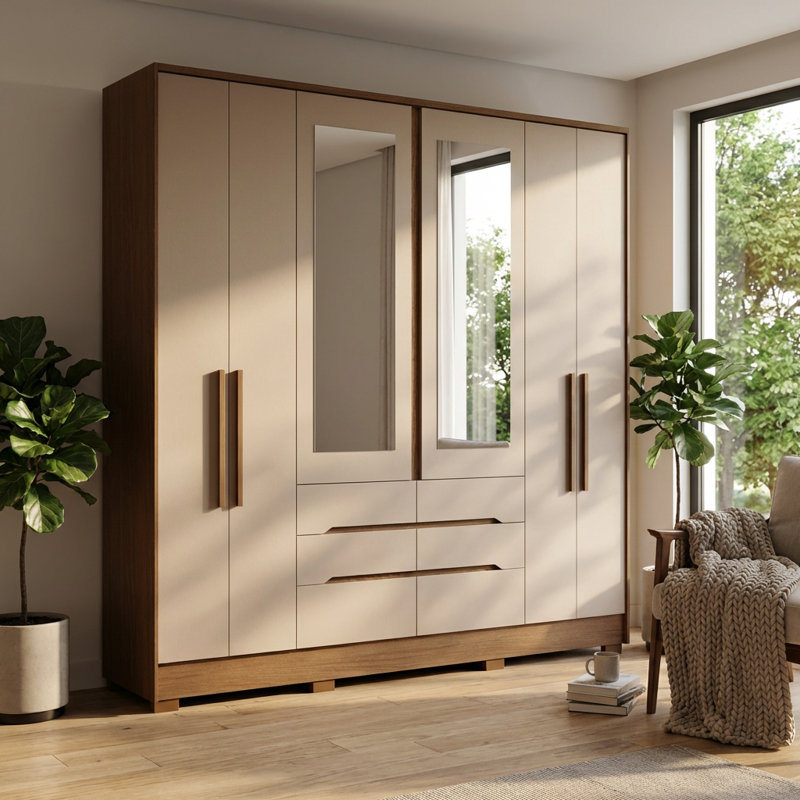 Armoire San 85 avec tablettes réglables et tringle, Chêne / brun