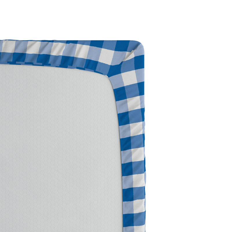 Microfiber Striped Fitted Sheet, Full Fitted Sheet, Blue Plaid 3