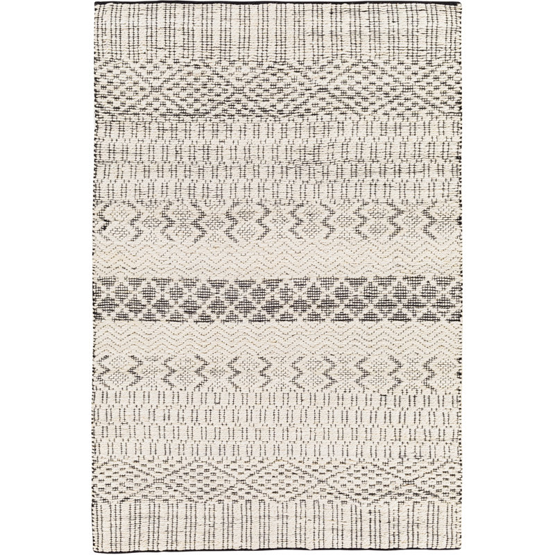 Tapis crème en laine tissé à la main Colin, Rectangle 5 pi x 7 pi 6 po