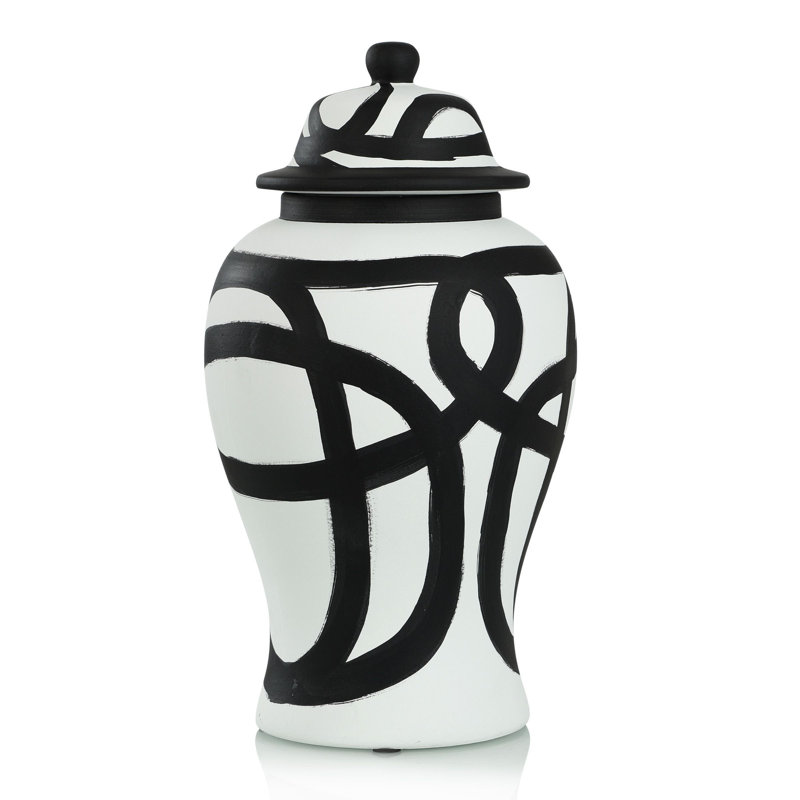 Arame Hand-Painted Ceramic Ginger Jar, 15" H x 8" W x 8" D