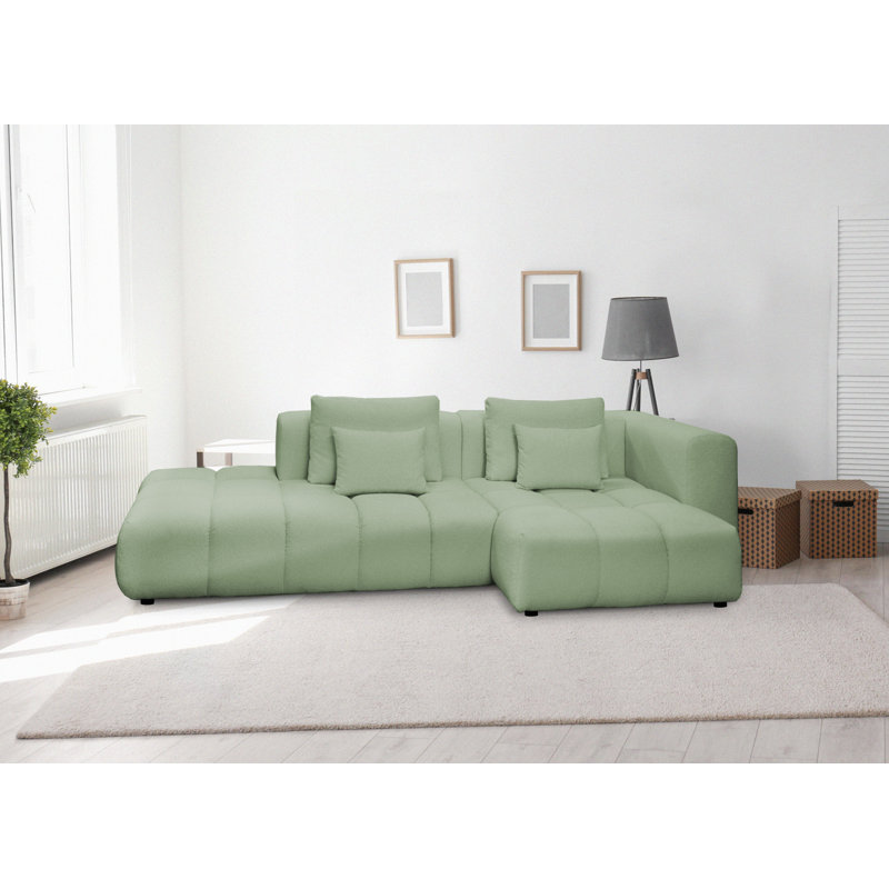4 Seater Sofa & Chaise, Right Hand Facing, Green
