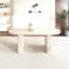Table de salle à manger extensible pour 4 à 8 personnes, table de cuisine ovale avec base en bois pour salon de famille (inspirée du travertin)