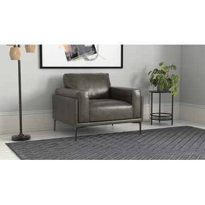 Rencher 44" Wide Black Leather Sofa