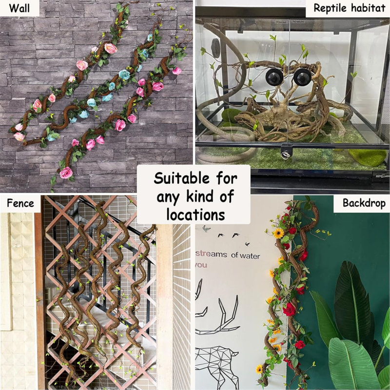 Artificial Tree Branches Fake Wood Tree Trunk Twig Ivy Vine Barky Plants Garland