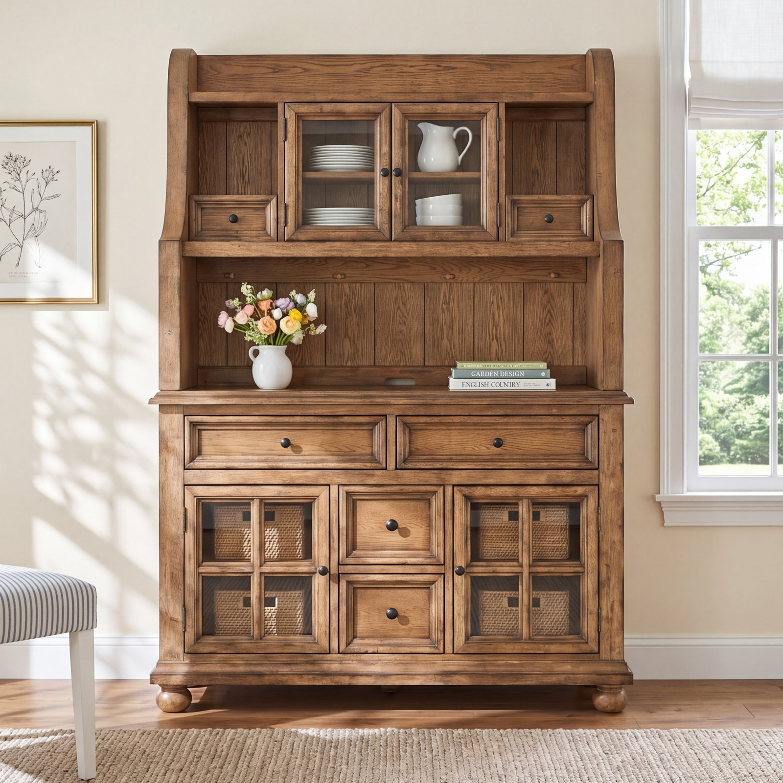 Country Living Vintage Market Oak Dining Hutch