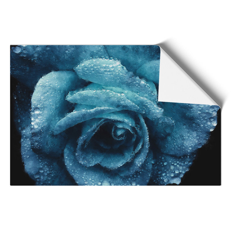 Blue Rose Flower Painting - Frameless Print, 42cm H x 59cm W x 0.1cm D