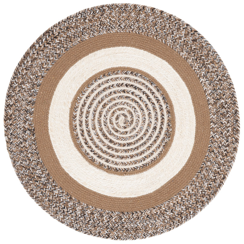 Tapis tressé 758 brun / beige, Rond 3 pi