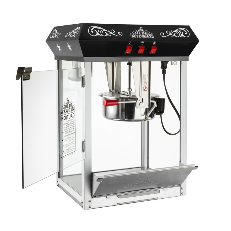 Olde Midway Black Vintage-Style Tabletop Popcorn Machine with 10-Ounce Kettle