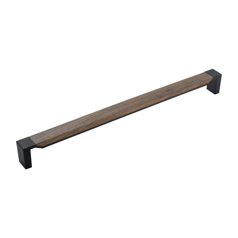 18 Inch Matte Black and Walnut Modern Bar Handle Pull