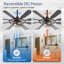 52 po / 65 po. Ventilateurs de plafond noirs avec lumières - Ventilateur de plafond intérieur avec lumière et télécommande, 8 pales, ventilateur de plafond moderne réversible pour chambre à coucher-823044204