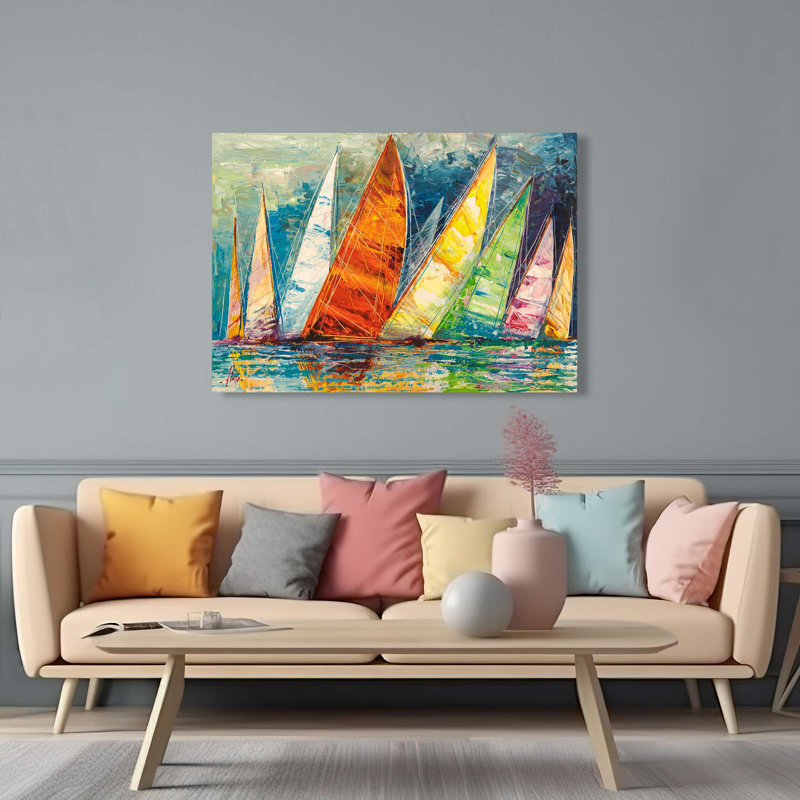 Multi-Coloured Sails by Luigi Florio - Wrapped Canvas Print, 50cm H x 70cm W x 4cm D