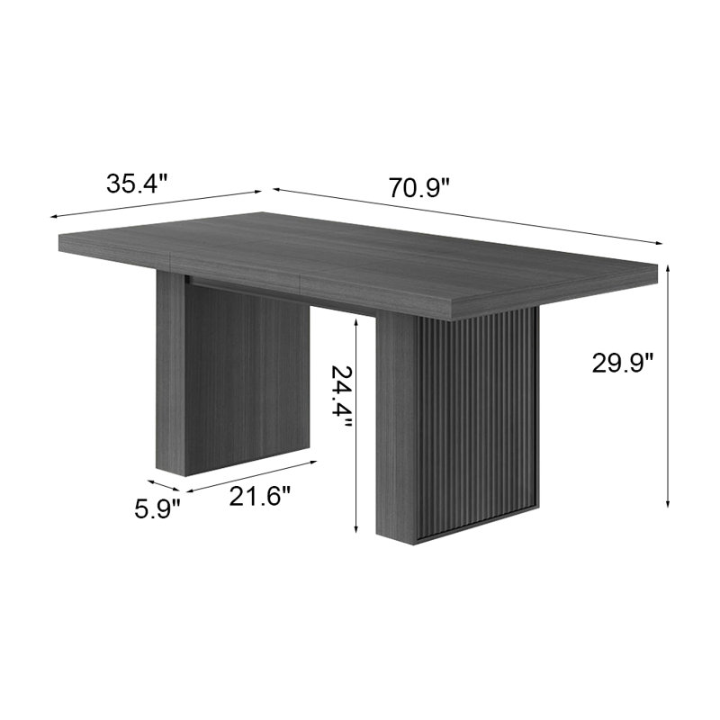 Grande table de salle à manger 70,8 po avec rangement, table de salle à manger moderne en bois pour 6 à 10 personnes, table de salle à manger et de cuisine