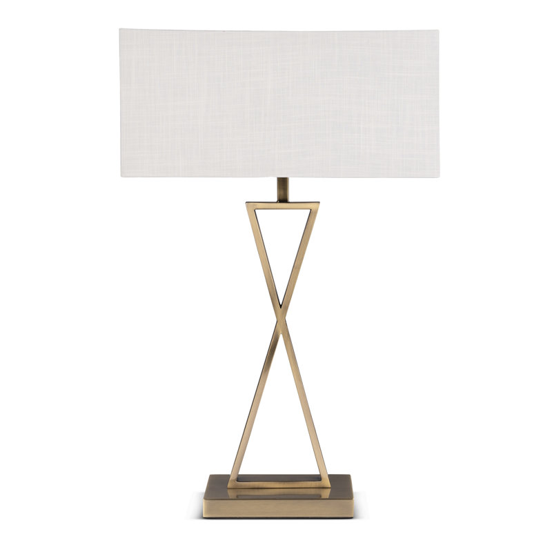 Avory 64cm Rectangle Metal Narrow Table Lamp, Ivory, Antique