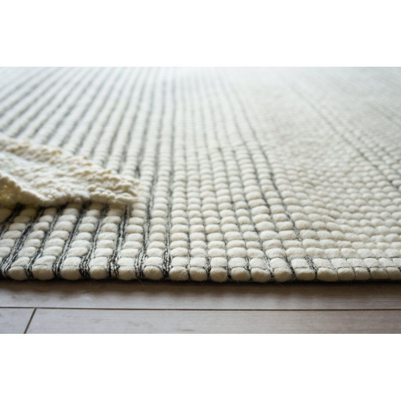 Metrix Hand Tufted New Zealand Wool Black/Ivory Area Rug, 15'X20'