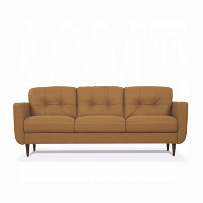 Canapé à accoudoirs évasés en cuir véritable 83 po Bove