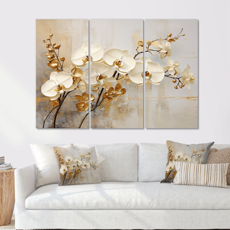 Feuer - Ensemble de décorations murales Orchidées, H 40 po x l 60 po x P 1 po