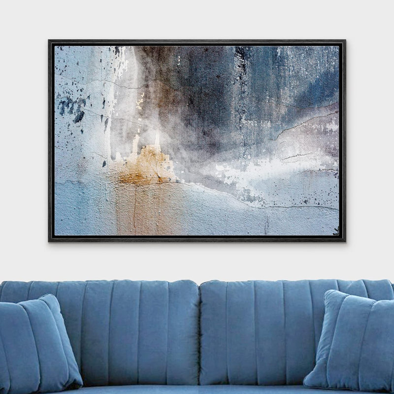 «Grunge Abstract Paint Stroke Effect», mur vieilli abstrait sur toile, H 24 po x l 36 po, Cadre noir