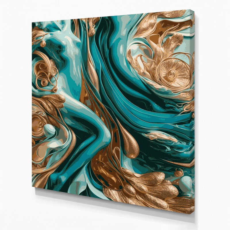 Abstrait art figuratif sur toile vert 35, 8" H x 8" W