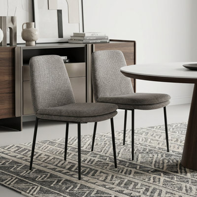 Chaise d'appoint de salle à manger rembourrée grise et noire en tissu et métal