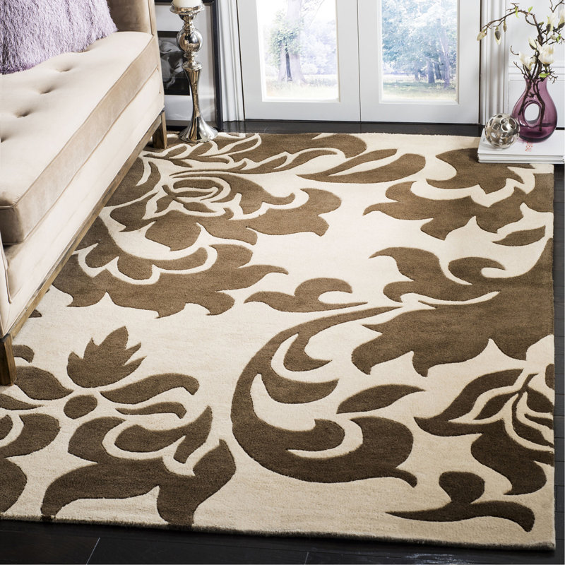 Tapis brun / gris en laine touffeté à la main Barcelona, Rectangle 5 pi x 8 pi