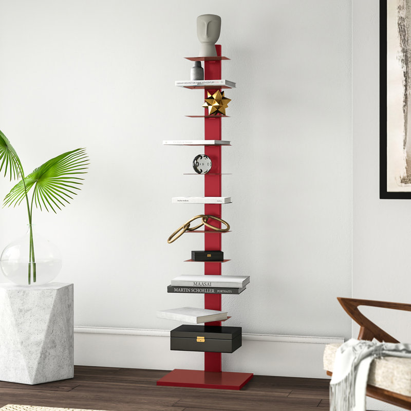 St Catherine Bookcase, Red, (11 Shelves) 65.25" H x 15.75" W x 16" D