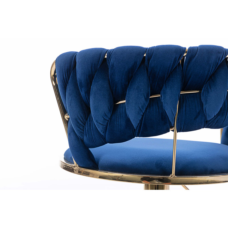 Swivel Upholstered Velvet Adjustable Height Counter Stool, Blue