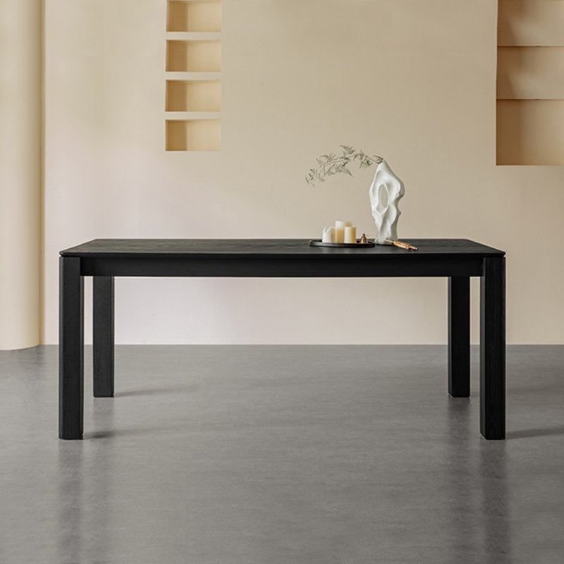 Black Rectangular Solid Wood Dining Table, 29.53"H x 55.12"L x 31.5"W, Black