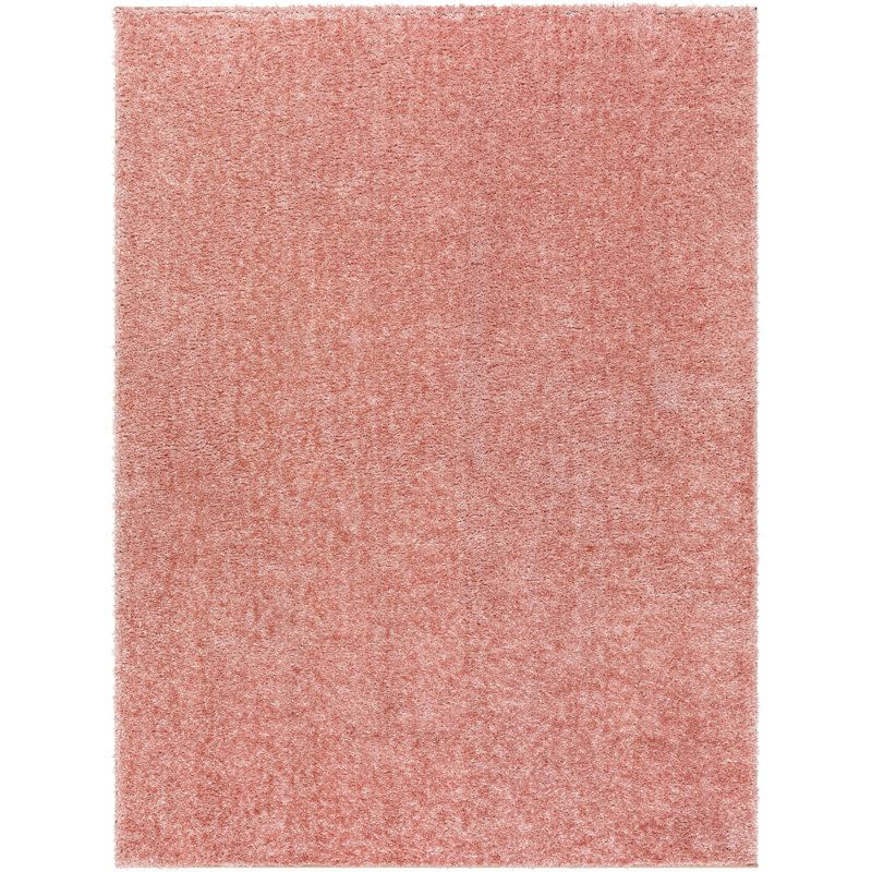 Solid Shag Area Rug - Basics by Wayfair™, Rectangle 6'7" x 9', Coral