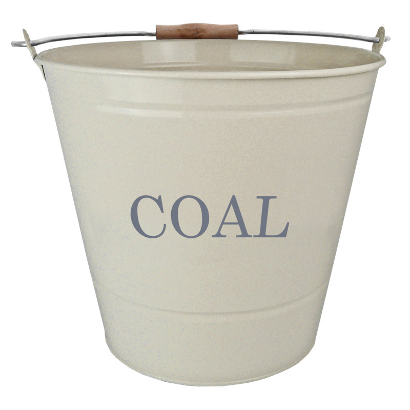 Steel Coal Bucket, Cream