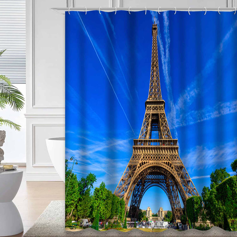 Rideau de douche Paris Tour Eiffel France avec 12 crochets, L 72 po x l 72 po