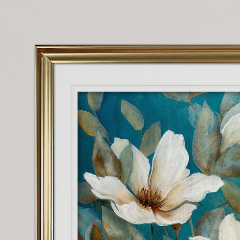 « shade of blue », reproduction de peinture à l’acrylique encadrée, H 28 po x l 38 po x P 1,5 po, Or