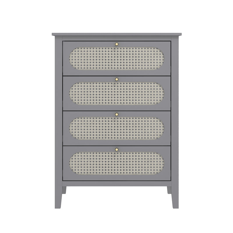 Arthen Rattan 4 Drawer Chest of Drawer, Grey