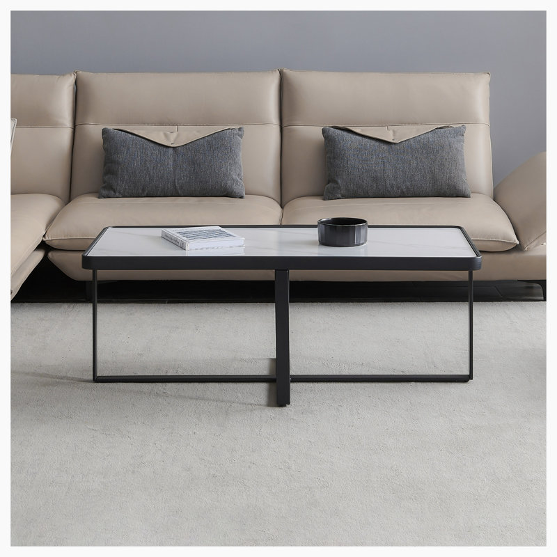 Table basse Taconite, Pierre, Blanc, Noir