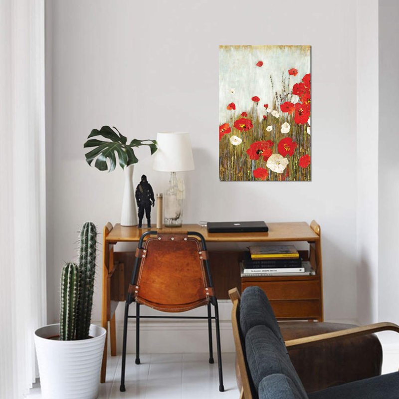 «Scarlet Poppies», reproduction sur toile, H 40 po x l 26 po x P 1,5 po, Toile tendue, Pas de tapis