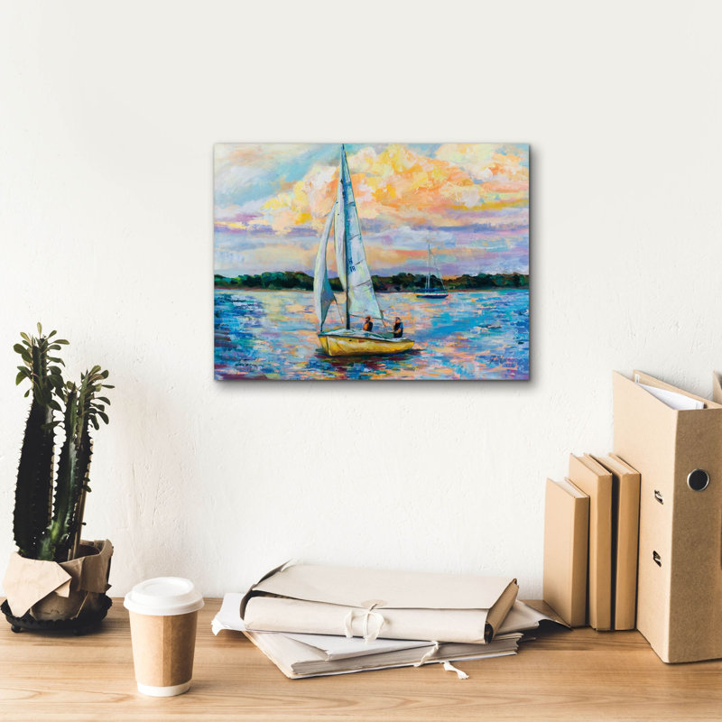 «Sunday Sail» par Jeanette Vertentes, art mural sur toile, H 12 po x l 16 po x P 0,75 po
