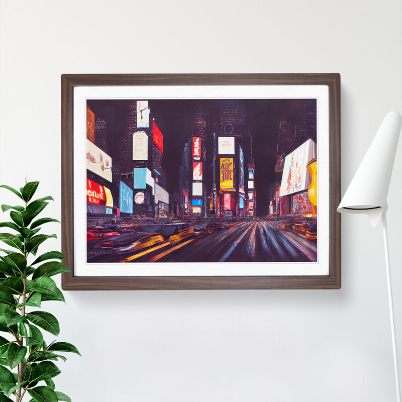 XH1022-6208X Modern Times Square Art Vol.7 - Single Picture Frame Print, 25cm H x 34cm W x 2cm D, Walnut