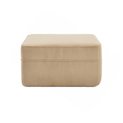 Modern Corduroy Fabric Boneless Ottoman for Versatile Seating and Storage with No Assembly Needed