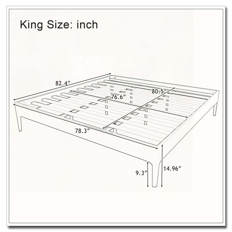Structure de lit plateforme en bois de bambou massif, Brun, King