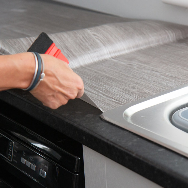 McCook 67.5cm x 2m Woodgrain Self-adhesive Vinyl Wrap for Doors and Worktops, Oak Sheffield Pearl Grey