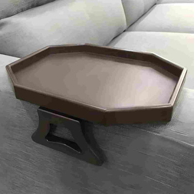 Table à pince pour canapé, accoudoirs, plateau à boissons, télécommande / porte-collations… (plastique, brun)