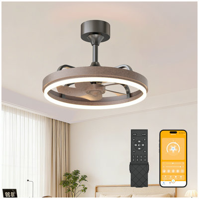 Ventilateurs de plafond brun rustique de 20,5 po avec lumières et télécommande, commande à DEL, luminaire à DEL à intensité variable, moteur à courant continu silencieux à 6 vitesses, ventilateur de plafond moderne pour le salon de la chambre à coucher