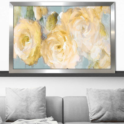 Fleurs jaunes sur fond bleu par Lanie Loreth - Peinture