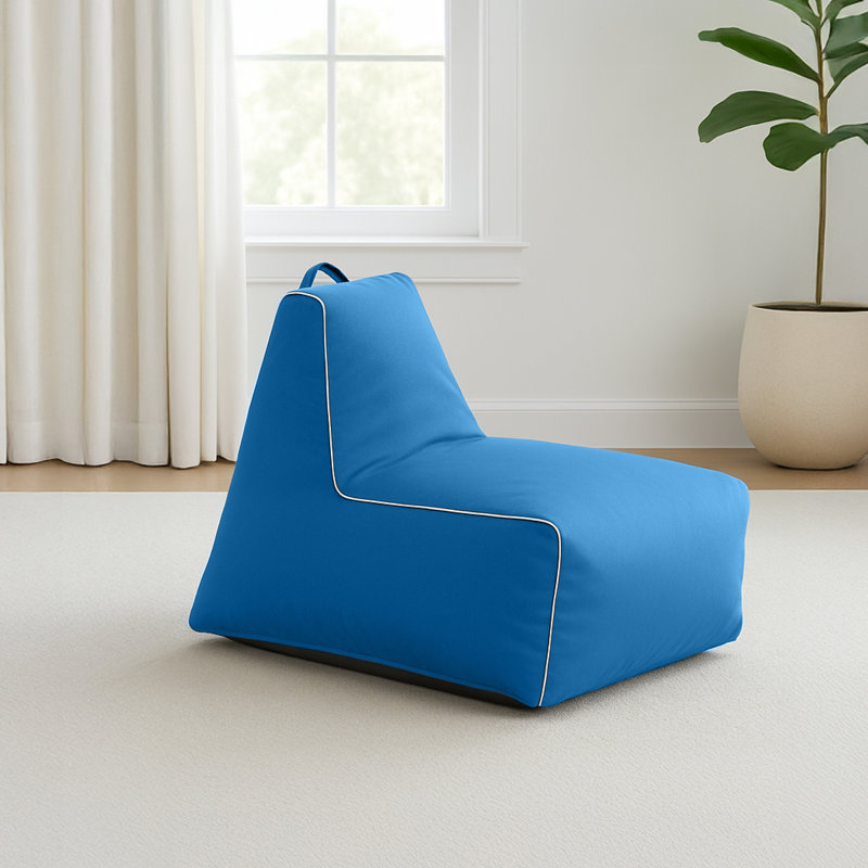 Armless Gaming Bean Bag Chair, Blue Polyester