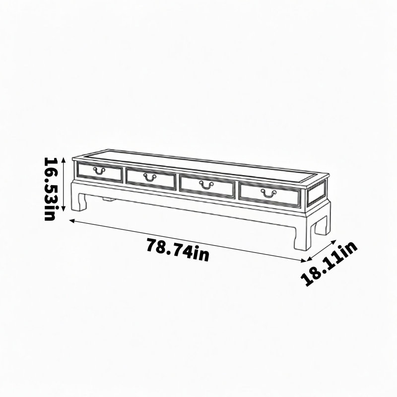 Meuble télé en bois massif Tangmuquan, 16.53"H x 78.74"L x 18.11"W