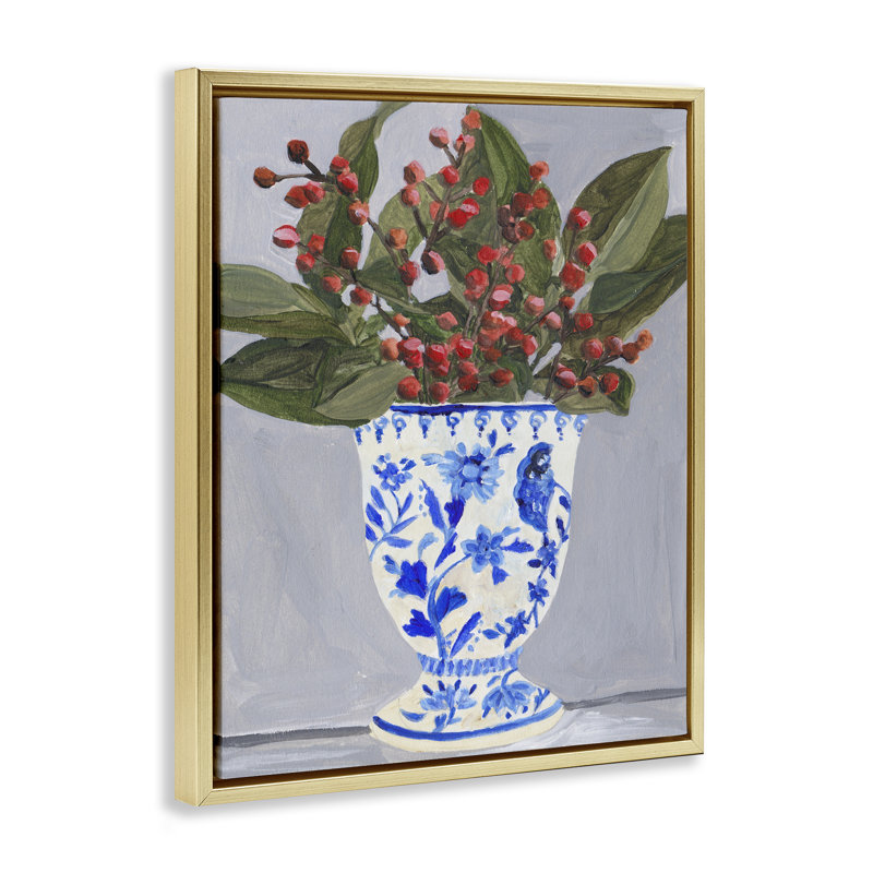 «Winter Heirloom Vase», art mural encadré sur toile flottante, design par Melissa Wang, H 31 po x l 25 po