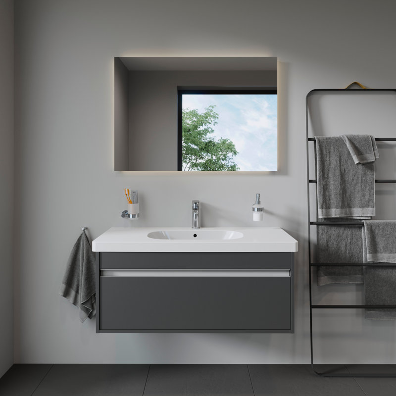 Lavabo de salle de bain mural en céramique avec trop-plein Duravit D-Code, Monotrou
