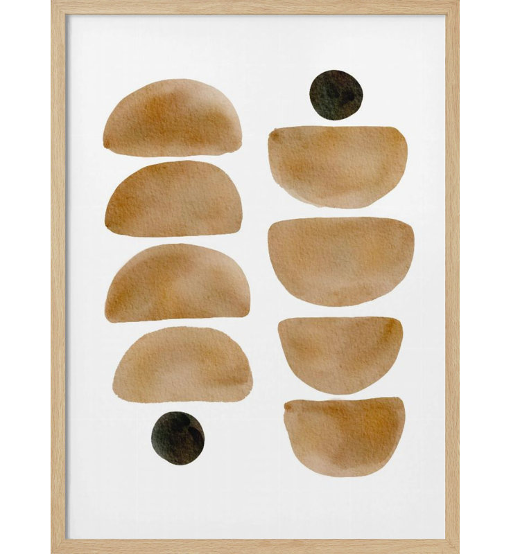 «Geometric Brush», art mural texturé encadré, Beige, H 24 po x l 18 po