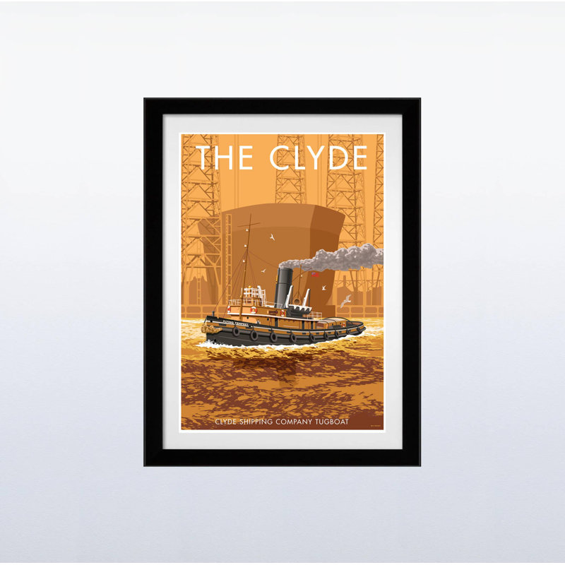 Scotland River Clyde by Stephen Millership - Print, 43.5cm H x 33.5cm W x 2.2cm D, Black